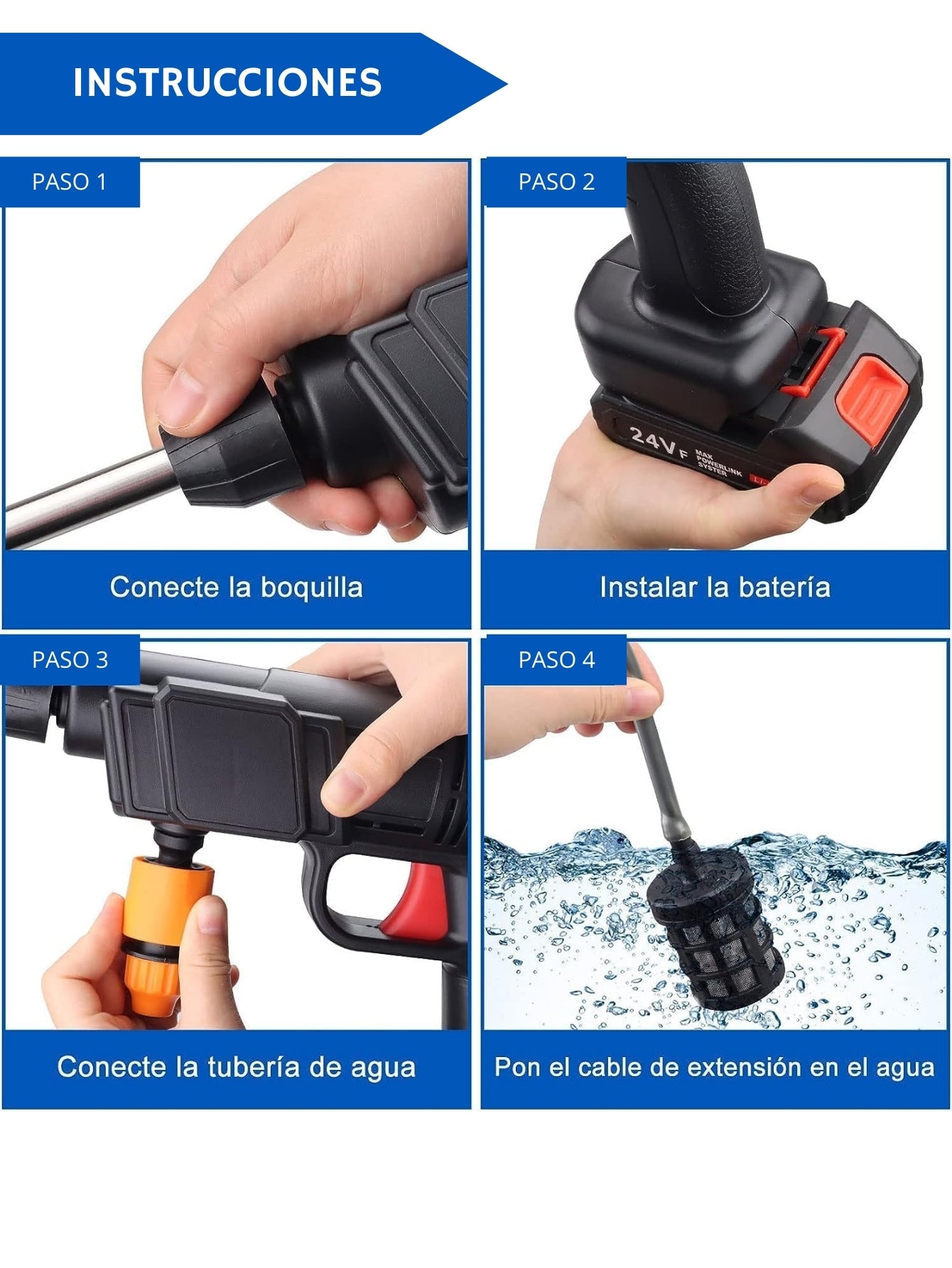 Hidrolavadora Portatil de Alta Presión - Limpieza Potente en cualquier lugar
